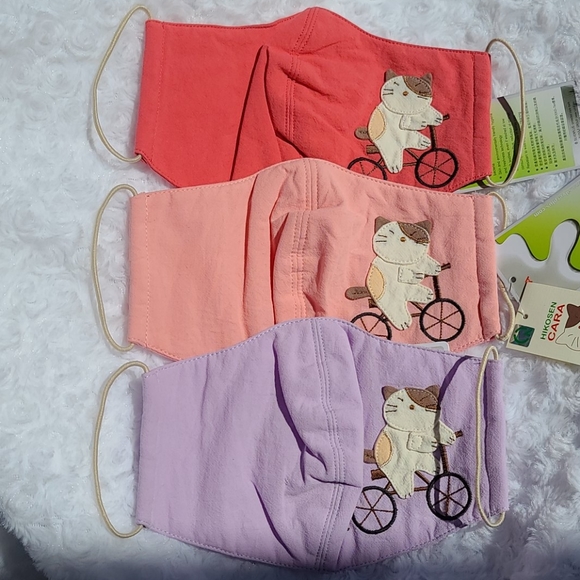 1 Adult Light pink cat w bike Embroidered Mask - Picture 5 of 9